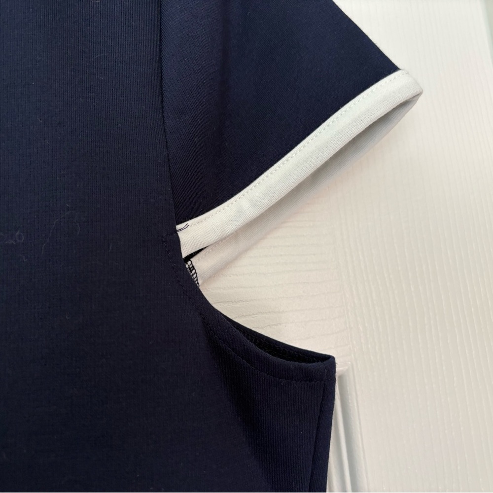 Isaac Mizrahi Navy Shift Dress with White Trim - Picture 10 of 12